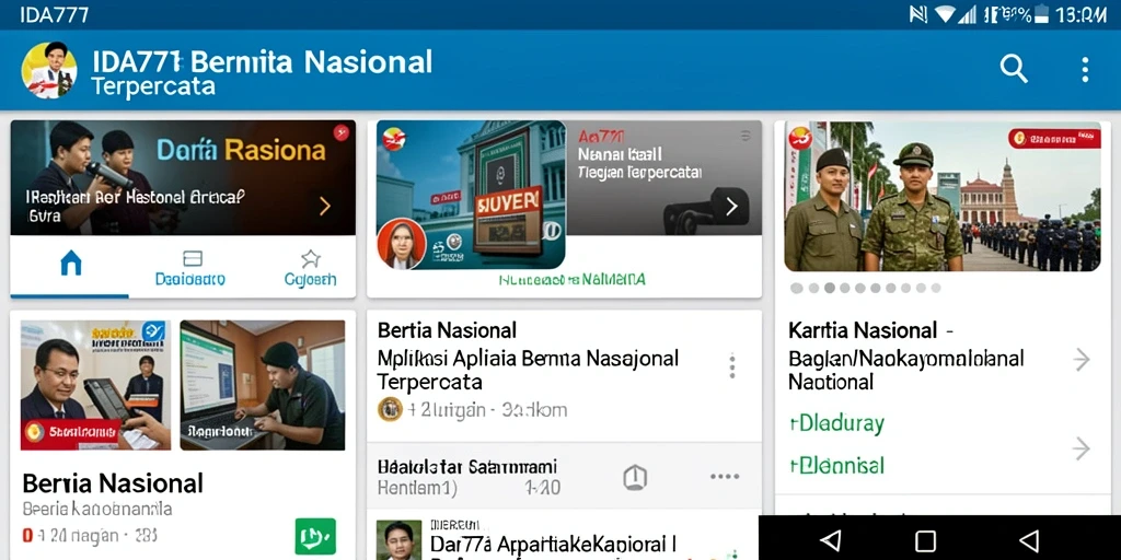 Tampilan antarmuka aplikasi IDA777 dengan berita terkini yang informatif.