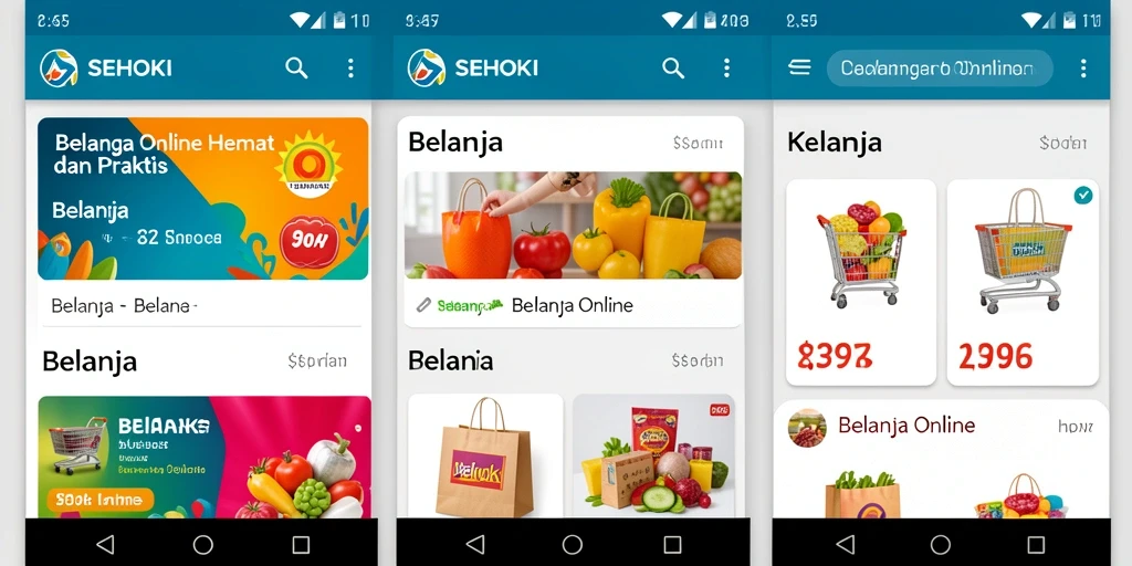 Antarmuka aplikasi SEHOKI yang menarik dan intuitif untuk belanja online.
