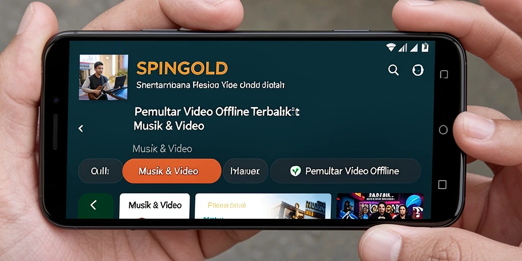 Tampilan antarmuka menarik dari aplikasi Pemutar Video Offline SPINGOLD.